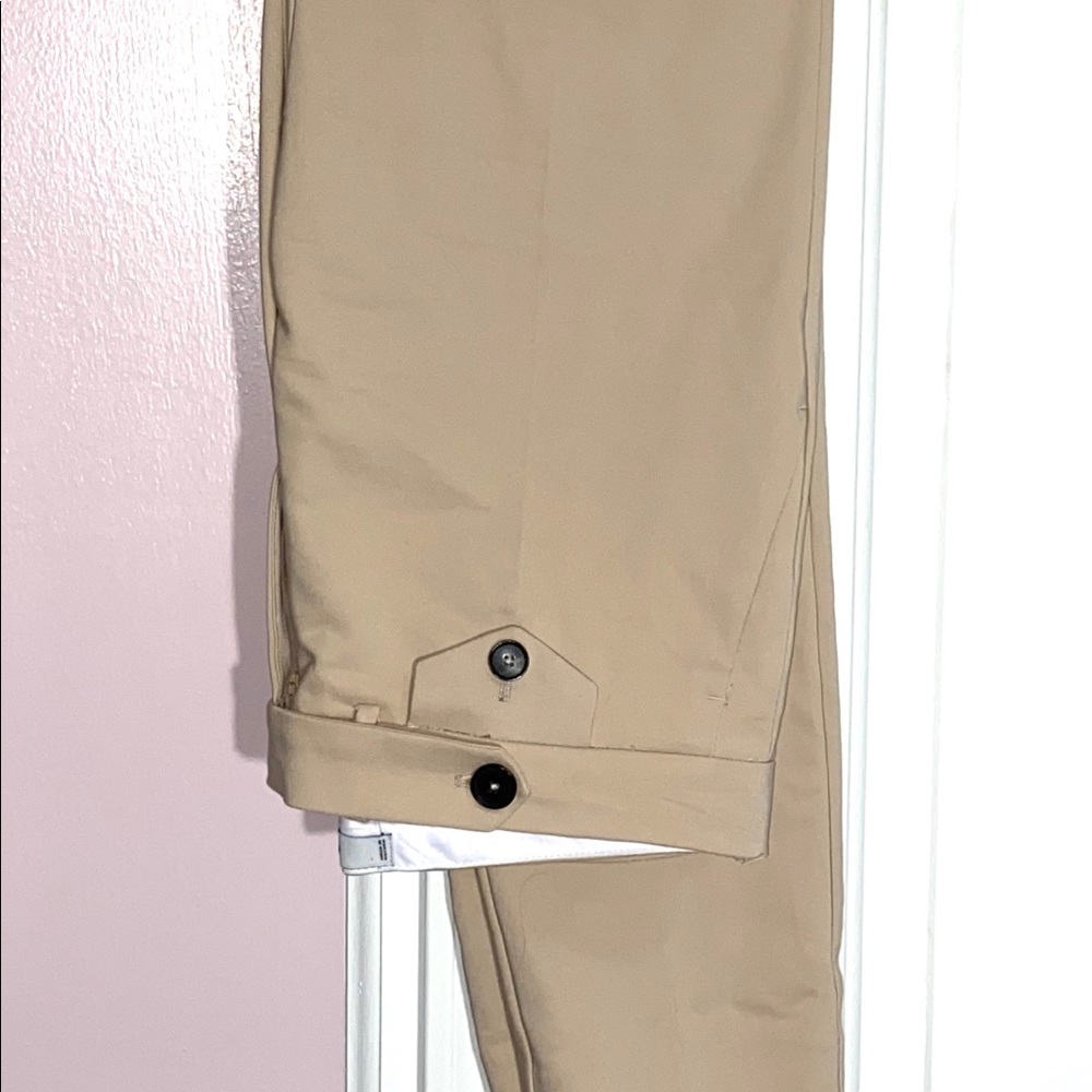 MANGO Straight Beige Pants with Button